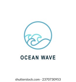 ocean wave logo line art design vector illustration