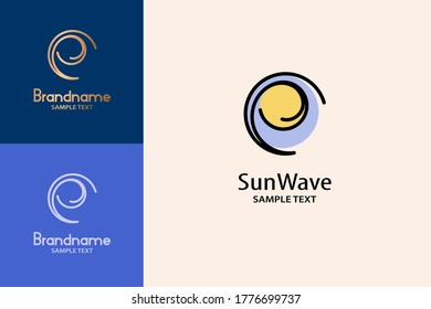 Ocean Wave Logo Line Style.