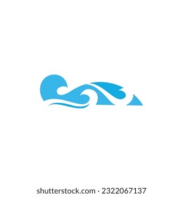 Logo de ondas oceánicas con plantilla vectorial de diseño solar.