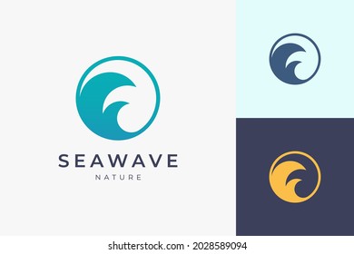 Ocean wave logo template in simple and clean shape