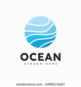  Ocean Wave Logo Template Vector, Ocean simple and modern logo design