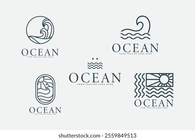 Ocean Wave Logo Template Vector, Ocean simple and modern logo design