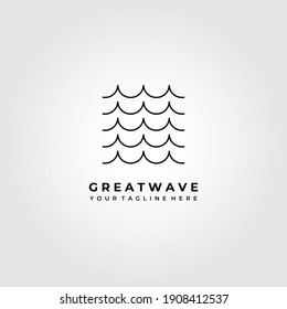 ocean wave logo vector illustration design, great and small wave