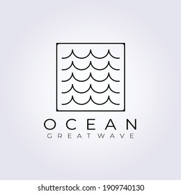 ocean wave logo vector illustration design, great and small wave