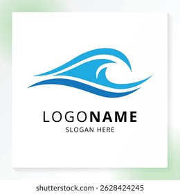 ocean wave modern blue color logo. Abstract water wave logo, ocean icon	