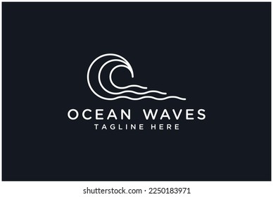 ocean wave monoline logo template