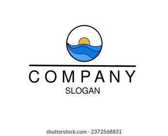 Vector de plantilla de logotipo Ocean Wave in night and day, diseño de logotipo oceánico sencillo y moderno
