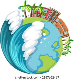 Ocean wave on earth planet illustration