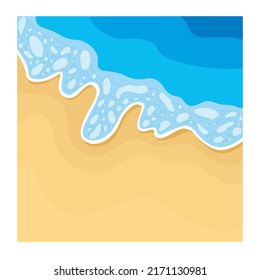 Ocean wave on sandy beach background. Top view and copy space for text. Vacation and summer holidays concept vector illustration