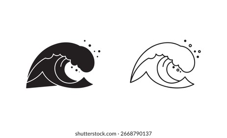 Icono del contorno de la onda del océano con el fondo transparente