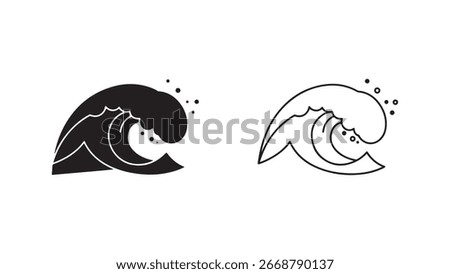 Ocean wave outline icon with transparent background