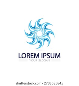 Logotipo Ocean Wave Park Com Movimento Dinâmico Da Água E Identidade Azul Refrescante