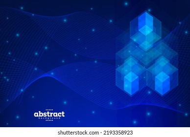 ocean with wave particle and cube shape biology marine technology theme background can be use for advertisement poster banner product presentation package label design brochure template vector eps.