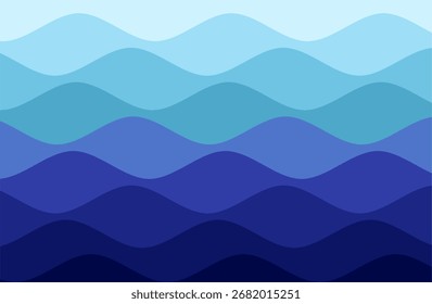 Padrão de ondas oceânicas. Projeto abstrato da onda da água. Sobreposição de ondas do oceano azul.