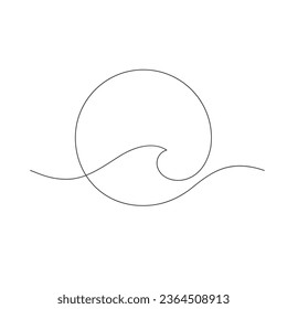 ocean wave pattern in round shape minimalism concept one line drawing