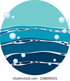 Ocean wave in round shape illustration