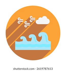 Ocean Wave rounded flat color, mini illustration icon, related to relaxation, spa, wellness and more. Vector EPS 10 for modern concept, print, UI, UX kit, web and app development