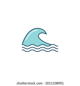 Ocean wave, sea wave icon in color icon, isolated on white background 