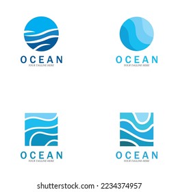 plantilla de diseño de ilustraciones de vectores del logotipo de olas oceánicas