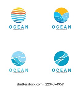 ocean wave sea logo vector illustration design template