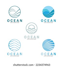 ocean wave sea logo vector illustration design template