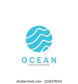plantilla de diseño de ilustraciones de vectores del logotipo de olas oceánicas