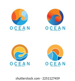 ocean wave sea logo vector illustration design template