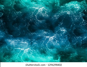 Ocean wave seamless pattern. Deep blue abstract background