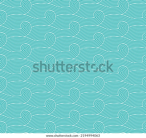 Ocean wave shapes
pattern. Abstract wavy seamless stripes and curly lines background.
Sea waves wallpaper
design.