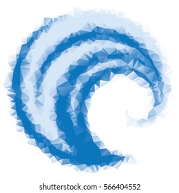 Ocean wave sign in triangle style isolated on white background