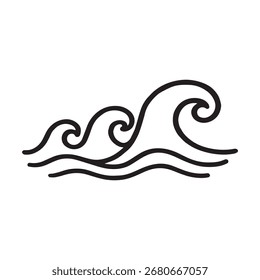 Ocean Wave Silhouette Pattern – Minimalist Black Vector on White Background