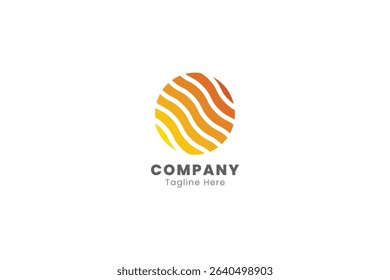 Ocean Wave and sun Logo Vector, Ocean simple and modern logo design