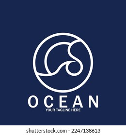 ocean wave sun vector logo icon vector illustration template design