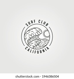 ocean wave surf line logo vector symbol illustration design, california beach template design