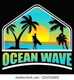 OCEAN WAVE Surfing Vector illustration  perfect for the design of t-shirts, shirts, hoodies, Coffee mug etc.
