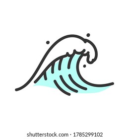 Ocean wave symbol. Linear icon with colorful shapes. Vector sign illustration isolated on white background