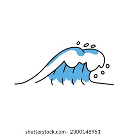 Ocean wave symbol. Linear icon with colorful shapes. Vector sign illustration isolated on white background
