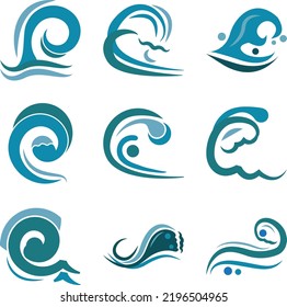 ocean wave vector with blue colors, illustration