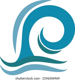 vector de onda oceánica con colores azules, ilustración