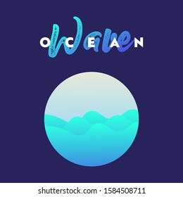 Ocean wave vector illustration logo template.