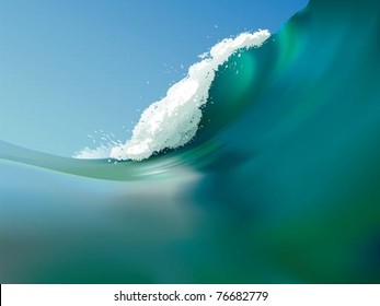 Ocean wave.  The vector illustration of surfing ocean wave.