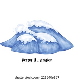 Ocean Wave Vector, Wave illustration, Watercolor