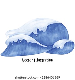 Ocean Wave Vector, Wave illustration, Watercolor