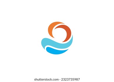 ocean wave water simple logo design