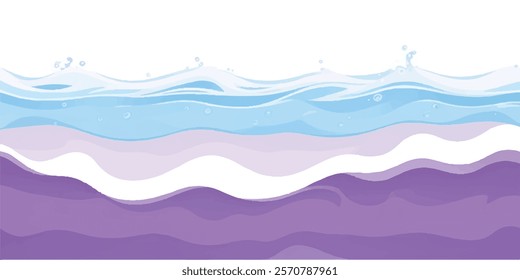 Ocean Waves in Abstract Purples  Whites: A fluid watercolor ocean wave texture with soft purple tones and gentle white waves, ideal for creative backgrounds and ocean-inspired designs."