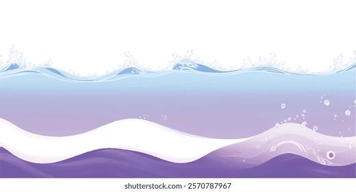 Ocean Waves in Abstract Purples  Whites: A fluid watercolor ocean wave texture with soft purple tones and gentle white waves, ideal for creative backgrounds and ocean-inspired designs."