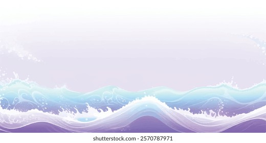 Ocean Waves in Abstract Purples  Whites: A fluid watercolor ocean wave texture with soft purple tones and gentle white waves, ideal for creative backgrounds and ocean-inspired designs."