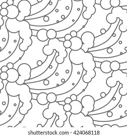 Ocean waves black and white seamless pattern. Sea storm water foam on the crest of a wave.
