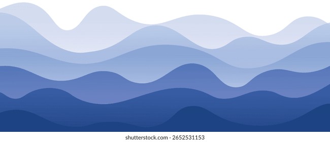 Ocean waves and blue layered vector background illustration sea beach vector illustration, eps10.