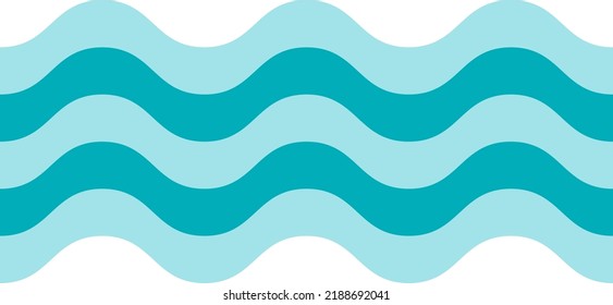 Ocean waves. Blue stylized water. Horizontal pattern